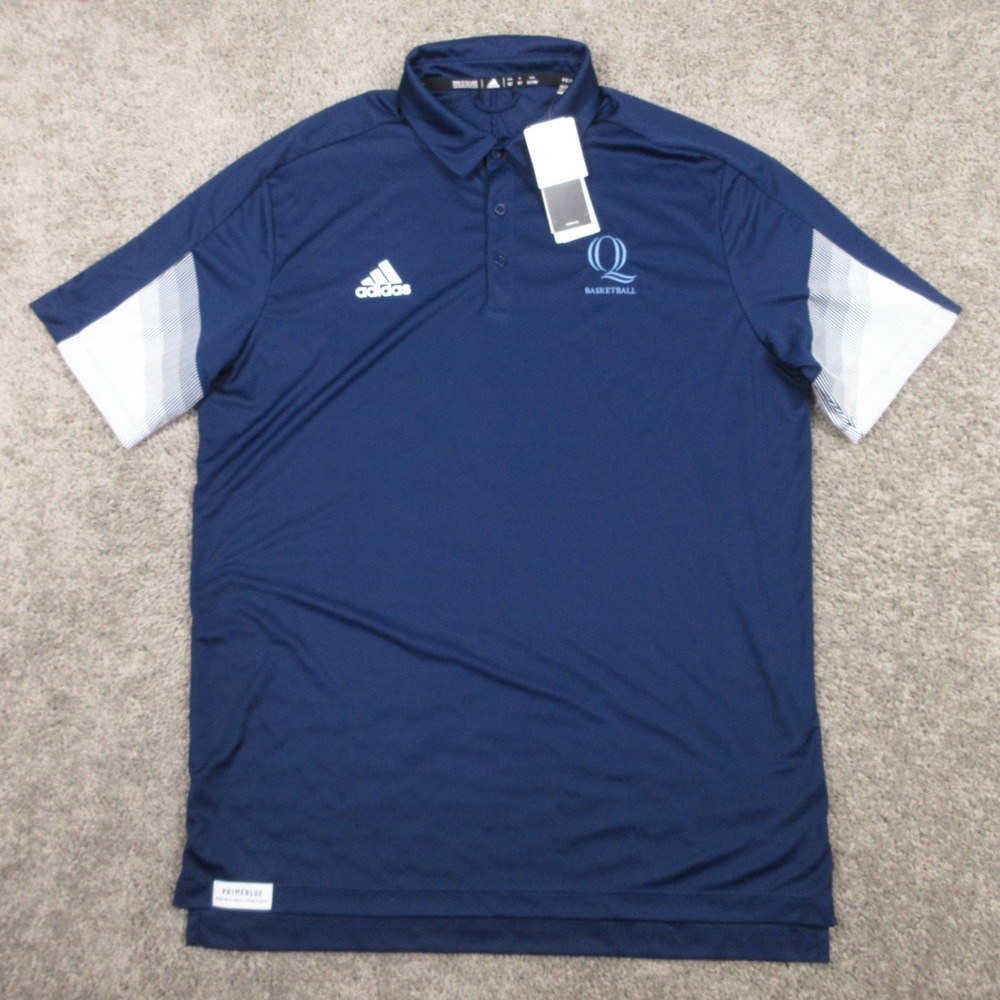Quinnipiac Bobcats Polo Shirt Mens XLT Navy Blue Basketball Adidas Performance